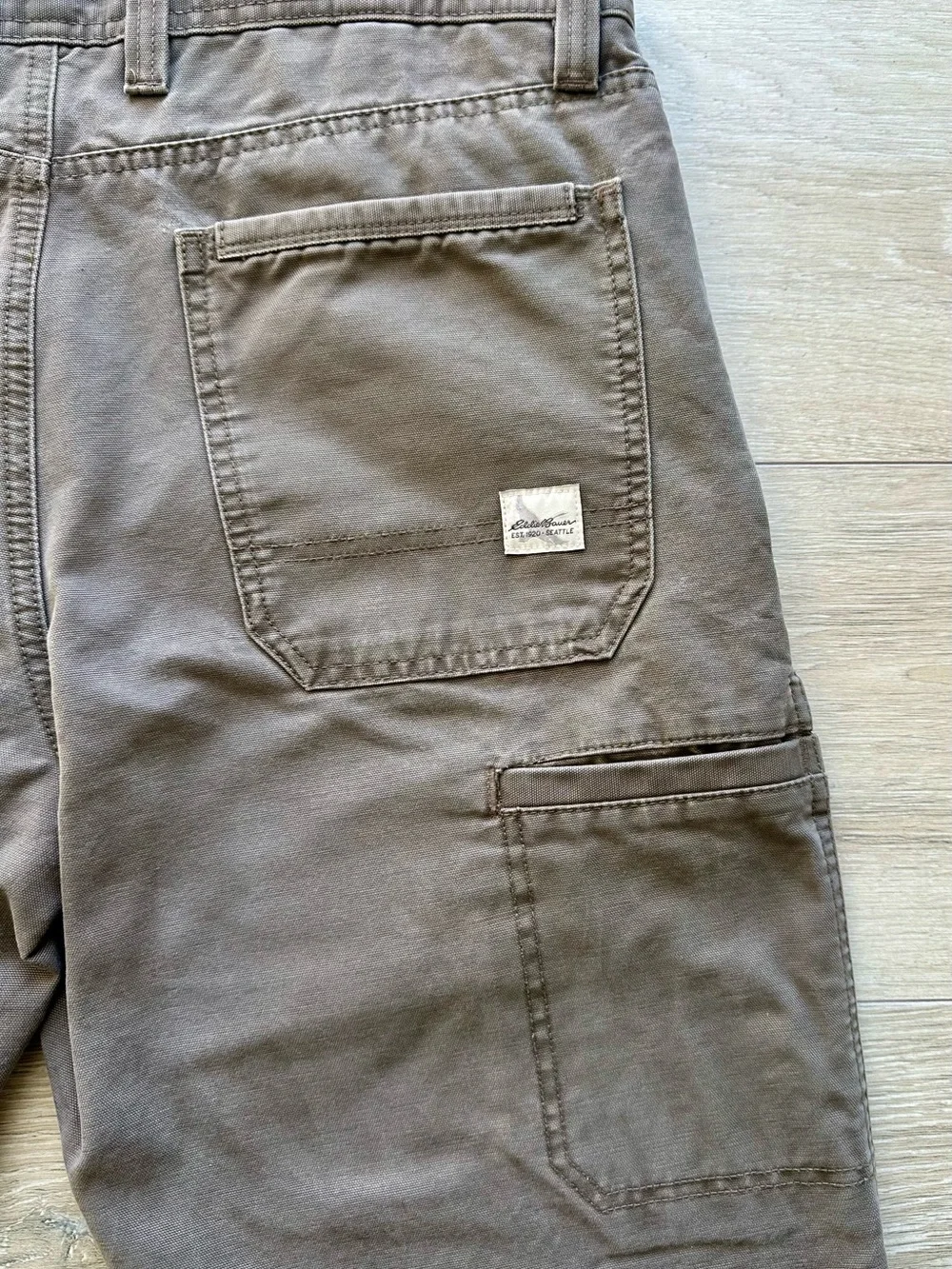 Eddie Bauer Fleece Lined Canvas Work Pants 34x32 Brown Carpenter Utility